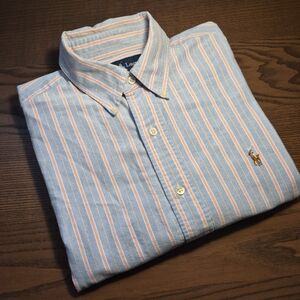 Ralph Lauren Light Blue and Pink Striped Button-Down Shirt Classic Fit